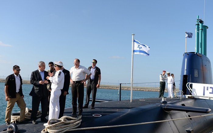 Empfangszeremonie für die INS Tanin im Hafen von Haifa am 23.09.2014